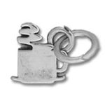silver coffee cup charm with attached rings
