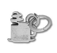silver coffee cup charm with attached rings