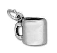 Small silver coffee mug charm pendant