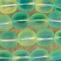 Close-up of translucent aqua glass beads