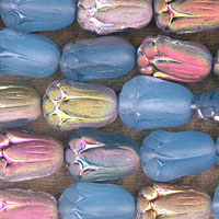 iridescent scarab beads in blue and purple