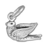 Silver bird charm pendant with textured wings