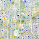 14mm Clear Square Lampwork Beads with Flowers
