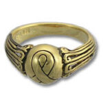 Gold signet ring with awareness ribbon