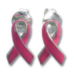Pair of pink breast cancer ribbon earrings