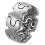 Silver interlocking puzzle ring