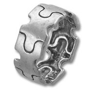 Silver interlocking puzzle ring