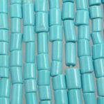 Close-up of turquoise tube bead strands