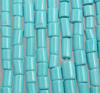 Close-up of turquoise tube bead strands