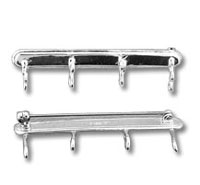 Two silver wall-mounted key racks with hooks