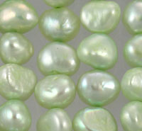 Pale green baroque pearls with glossy luster