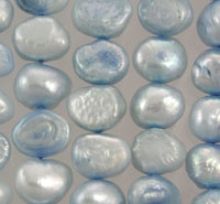 Pale blue iridescent freshwater coin pearls