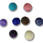 Colorful round beaded balls on white