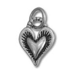 silver heart pendant charm with decorative edge