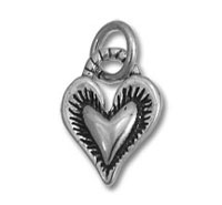 silver heart pendant charm with decorative edge