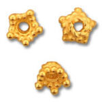 Three gold granulated decorative spacer beads