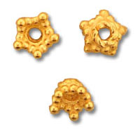 Three gold granulated decorative spacer beads