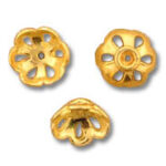 Three gold flower-shaped bead caps
