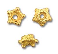 Three gold filigree bead caps