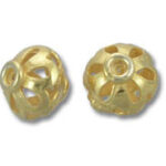 Pair of gold filigree round beads
