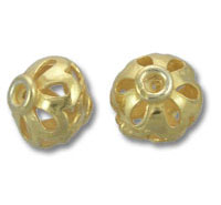 Pair of gold filigree round beads