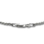 Silver chain necklace close-up with clasp