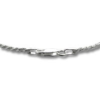 Silver chain necklace close-up with clasp