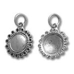 Pair of silver scalloped round pendant charms