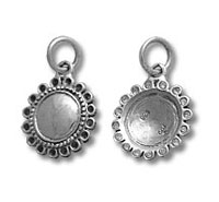 Pair of silver scalloped round pendant charms