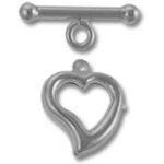 Silver heart toggle clasp jewelry component