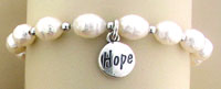 Pearl bracelet with "Hope" charm
