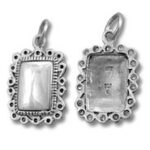 Vintage silver rectangular pendant, front and back