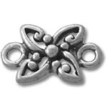 Silver-tone floral jewelry connector with side loops