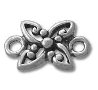 Silver-tone floral jewelry connector with side loops