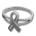 Silver ring with autism awareness ribbon
