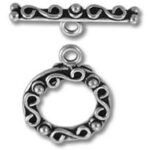 Ornate silver toggle clasp for jewelry