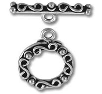 Ornate silver toggle clasp for jewelry