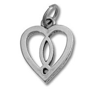 Silver double-heart pendant charm