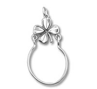 Silver four-leaf clover ring pendant