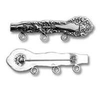 ornate silver three-loop cloak clasp set