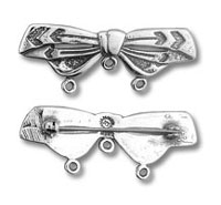 Bow brooch clasp with three attachment loops