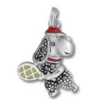 silver elephant charm pendant with enamel accents