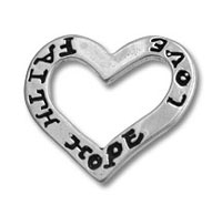 Silver heart pendant engraved Faith Hope Love