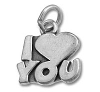 Silver I love you heart charm pendant