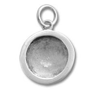 Round silver bezel pendant charm