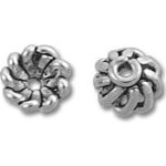 Two silver swirl spacer beads for jewelry