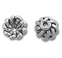 Two silver swirl spacer beads for jewelry