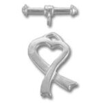 Silver ribbon heart charm with toggle clasp