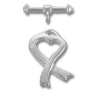 Silver ribbon heart charm with toggle clasp