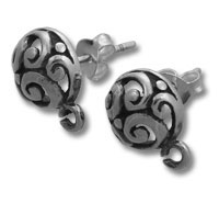 Pair of silver filigree earring posts